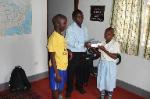 Distributing school supplies
