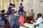Primary school children in the office